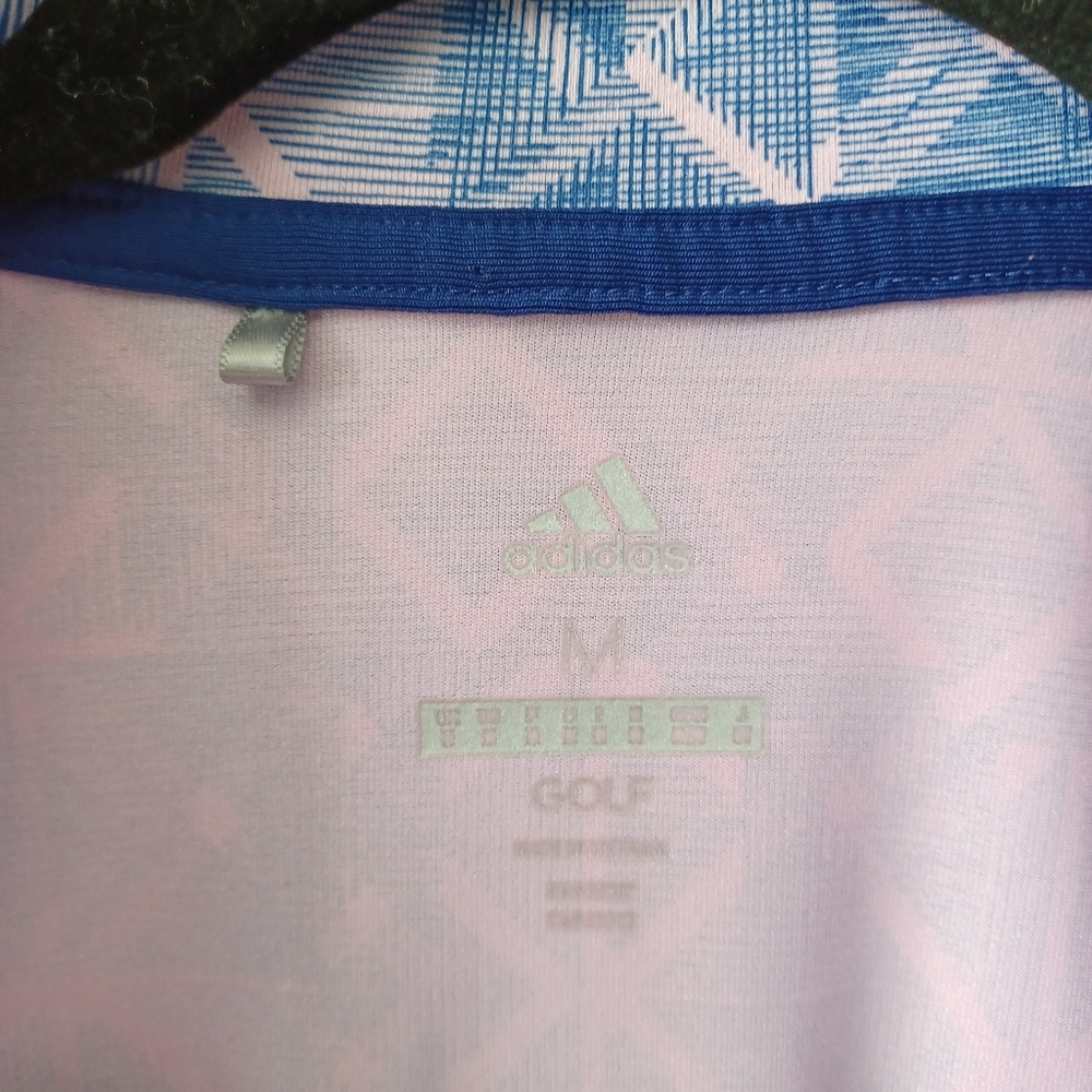 Adidas golf shirt pink and blue long-sleeved Medium - Picture 3 of 5